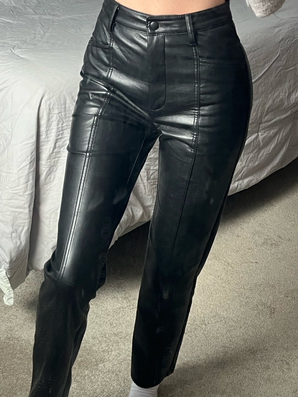 Wilfred Black Faux Leather Straight Leg Pants